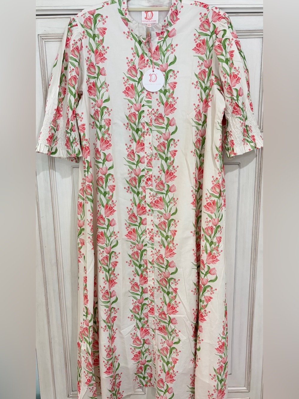NWT SZ XL Victoria Dunn Maxi Dress with Pink Floral Print and Tie Belt - Picture 2 of 12
